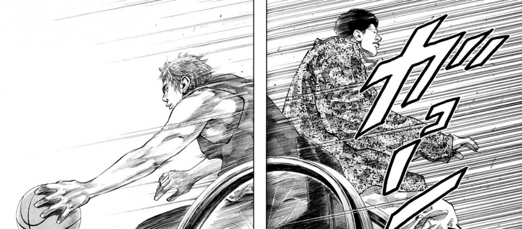 togawa blowing by nomiya in the first chapter of real manga