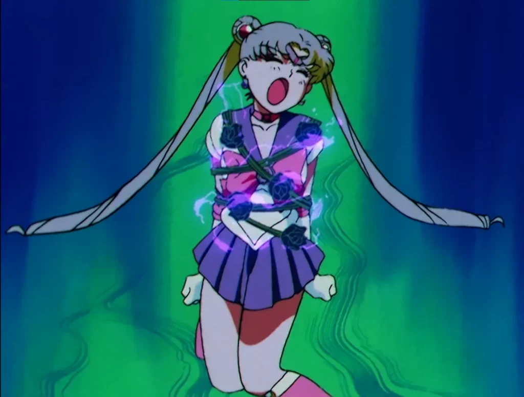 Sailor Moon caught in Endymion's vines