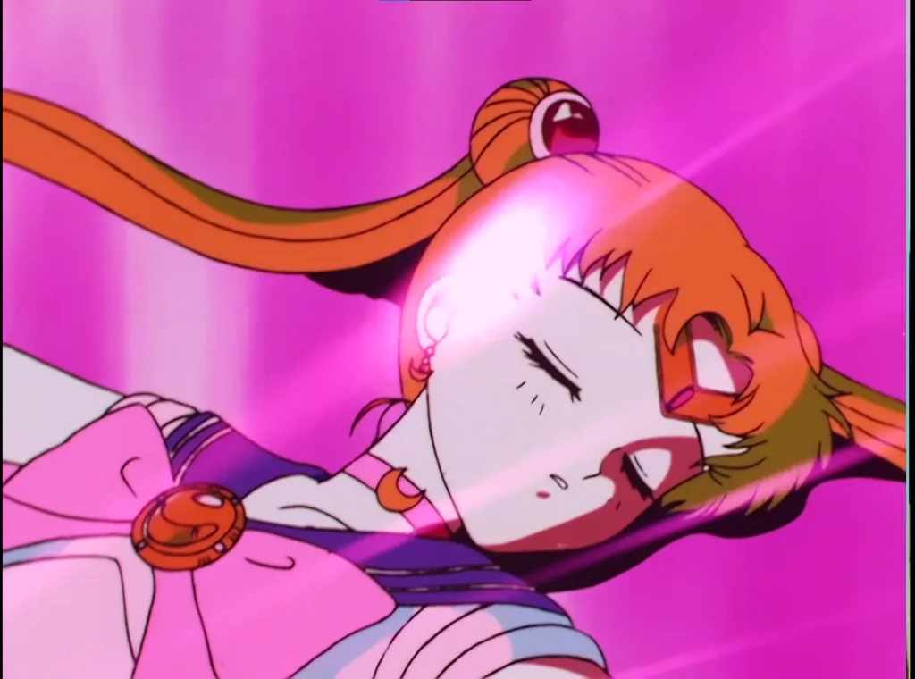 Sailor Moon exhausted after winning the final battle